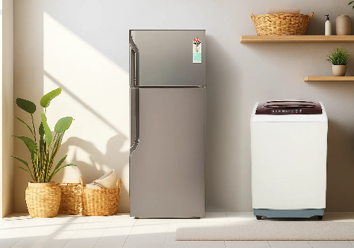 Double Door Fridge and Top Load Washing Machine Combo